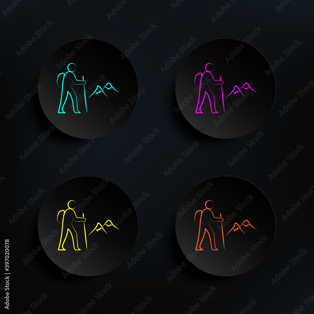 Poster climbing dark badge color set icon. simple thin line, outline vector of travel icons for ui and ux, 