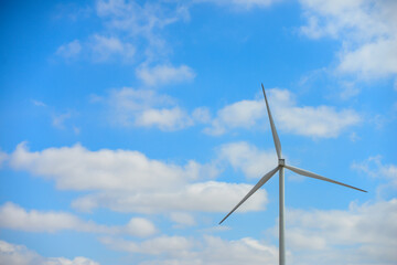 Wind turbines with blue sky