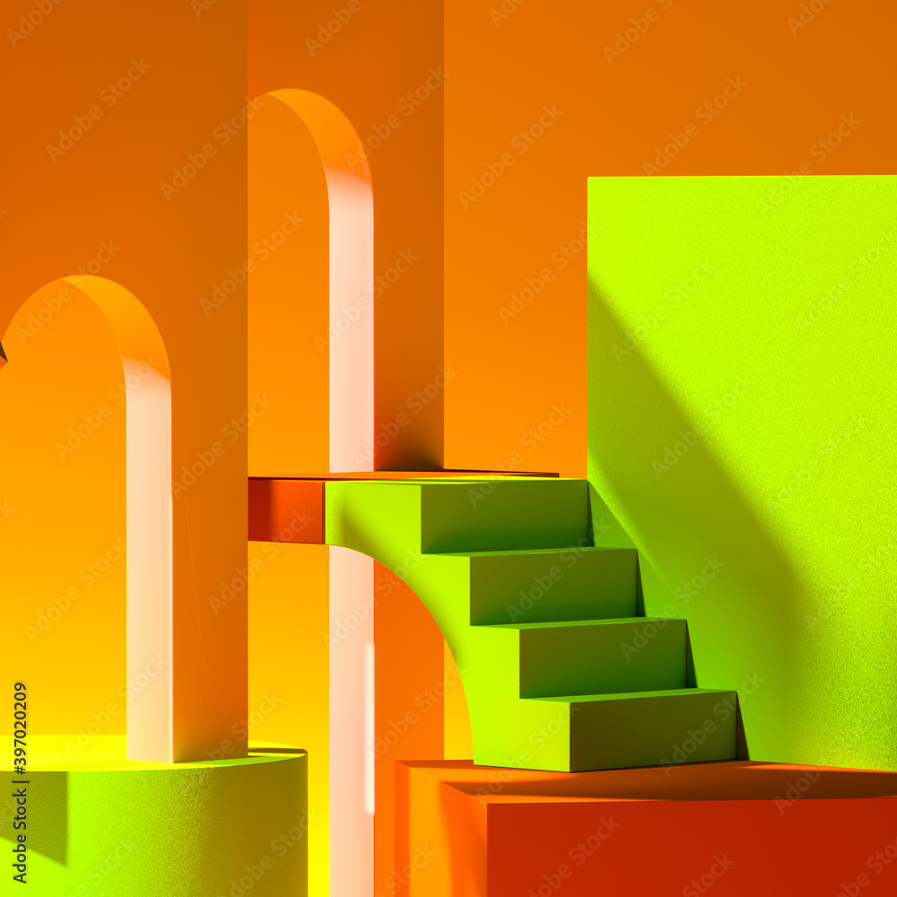 Aufkleber minimal abstract background with bright simple shapes. high quality 3d rendering