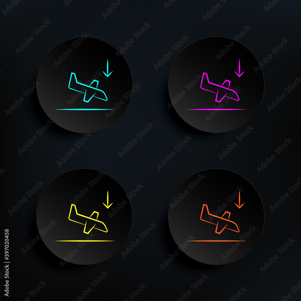 Poster aircraft landing dark badge color set icon. simple thin line, outline vector of travel icons for ui 