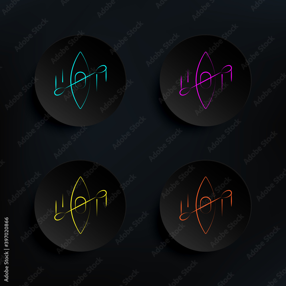 Poster canoe dark badge color set icon. simple thin line, outline vector of travel icons for ui and ux, web