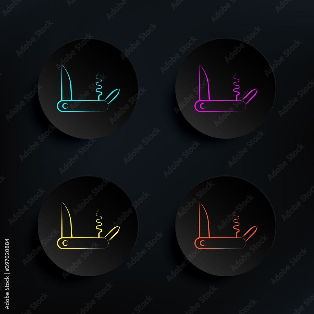 Poster pocketknife dark badge color set icon. simple thin line, outline vector of travel icons for ui and u