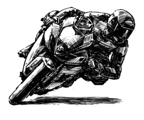 hand draw of motorcycle racing
