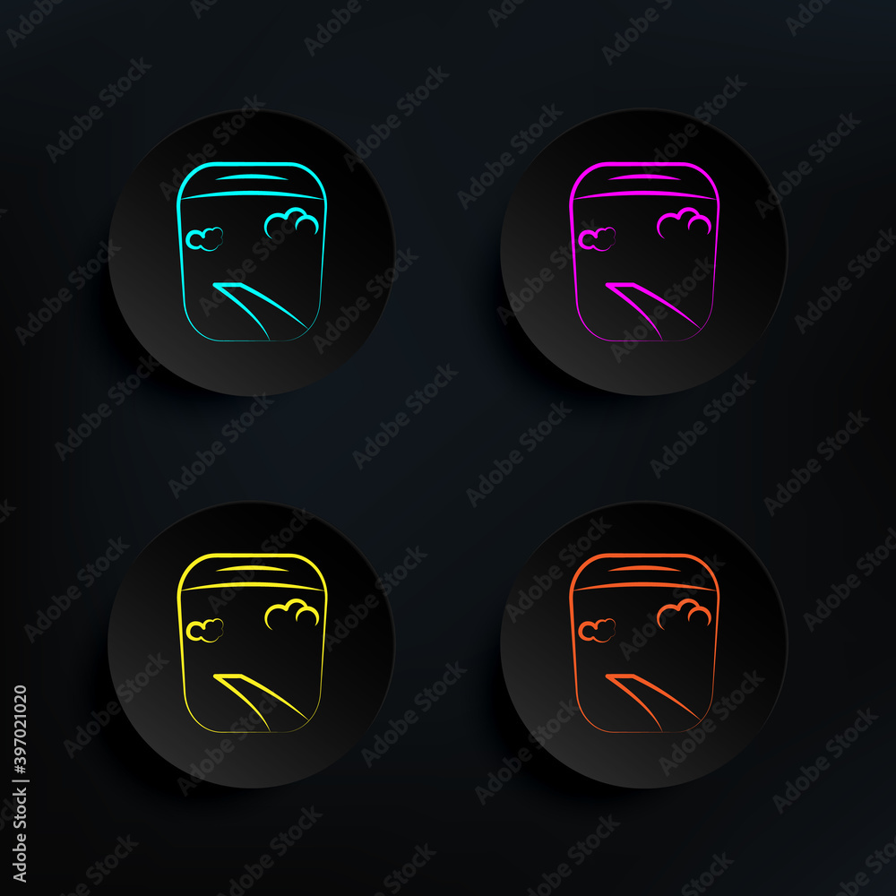 Poster airplane window dark badge color set icon. simple thin line, outline vector of travel icons for ui a