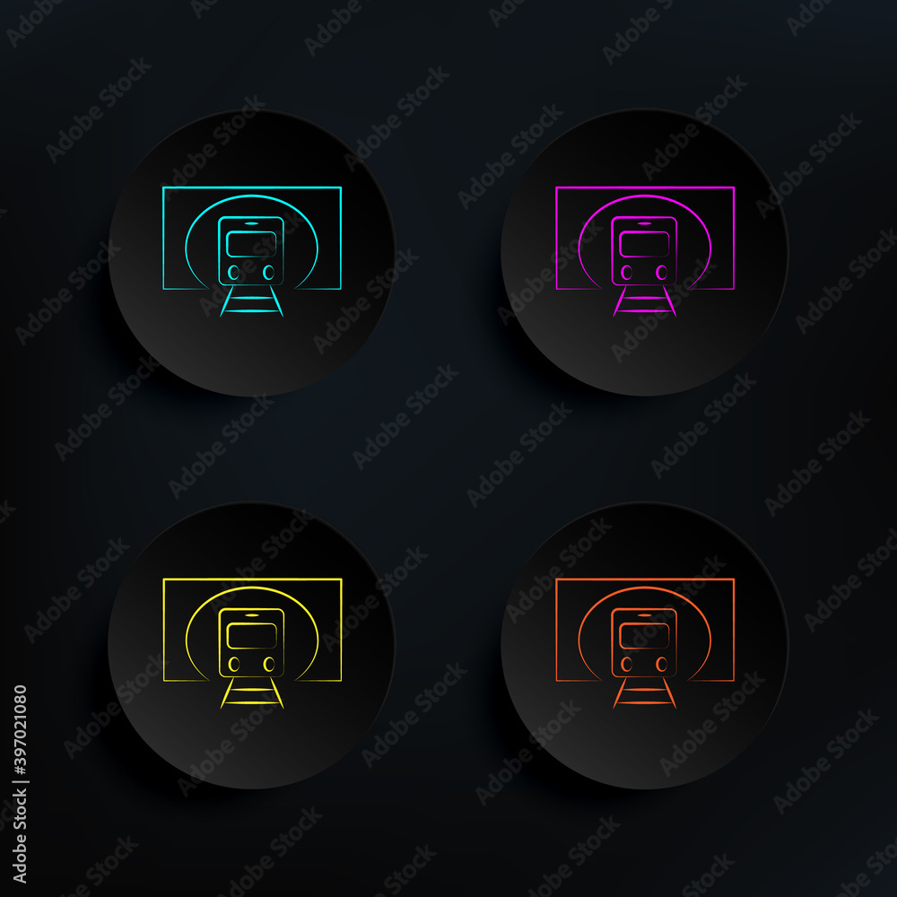 Poster rail road dark badge color set icon. simple thin line, outline vector of travel icons for ui and ux,