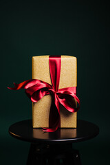 Christmas gifts on green background