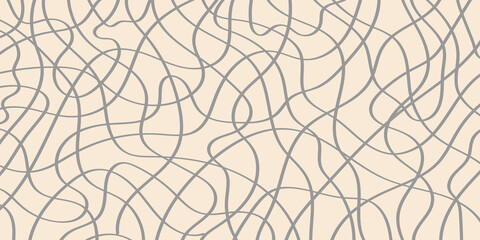 Abstract vector pattern in trending colors with hand drawn grey lines on a champagne background.