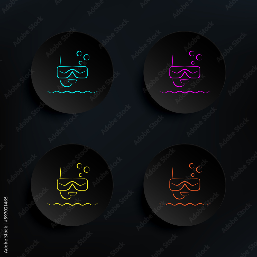 Poster snorkeling dark badge color set icon. simple thin line, outline vector of travel icons for ui and ux
