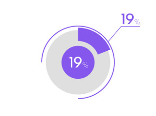 19 percent pie chart. Business pie chart circle graph 19%, Can be used for chart, graph, data visualization, web design