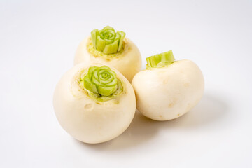Fresh turnip on a white background.