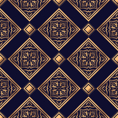 Golden arabesque royal pattern seamless vector. Arabic tile luxury background. Classic design for Christmas beauty spa, new year gift package texture, wrapping paper, wedding party, yoga wallpaper.