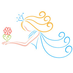 graceful princess with a flower of hearts in the palm