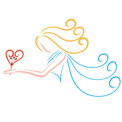 graceful heart with a cross in the palm of a beautiful girl