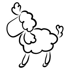 fluffy little lamb stands with its head up
