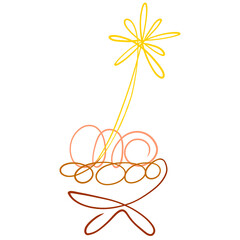 Little Savior in a manger and a star pointing to Him, in one unbroken line