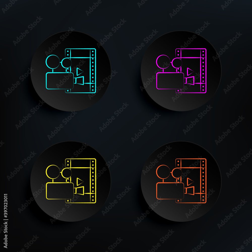 Poster camera dark badge color set icon. simple thin line, outline vector of wedding icons for ui and ux, w