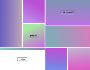 Gradient color mesh abstract vector background set. Pastel tones minimalist colorful gradient designs, trendy soft colours illustration collection for banner, poster, flyer, cover or wallpaper 