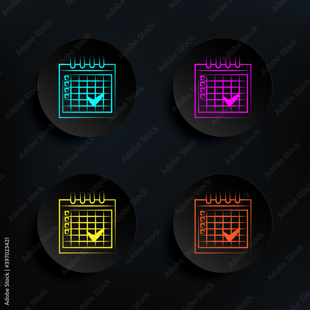 Poster Timestamp in calendar dark badge color set icon. Simple thin line, outline vector of wedding icons for ui and ux, website or mobile application