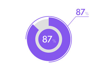 87 percent pie chart. Business pie chart circle graph 87%, Can be used for chart, graph, data visualization, web design