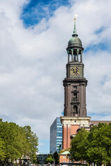 Fototapeta premium St. Michael Church, St Michaelis or Michel in Hamburg, Germany