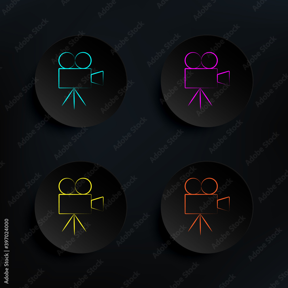 Poster camera dark badge color set icon. simple thin line, outline vector of wedding icons for ui and ux, w