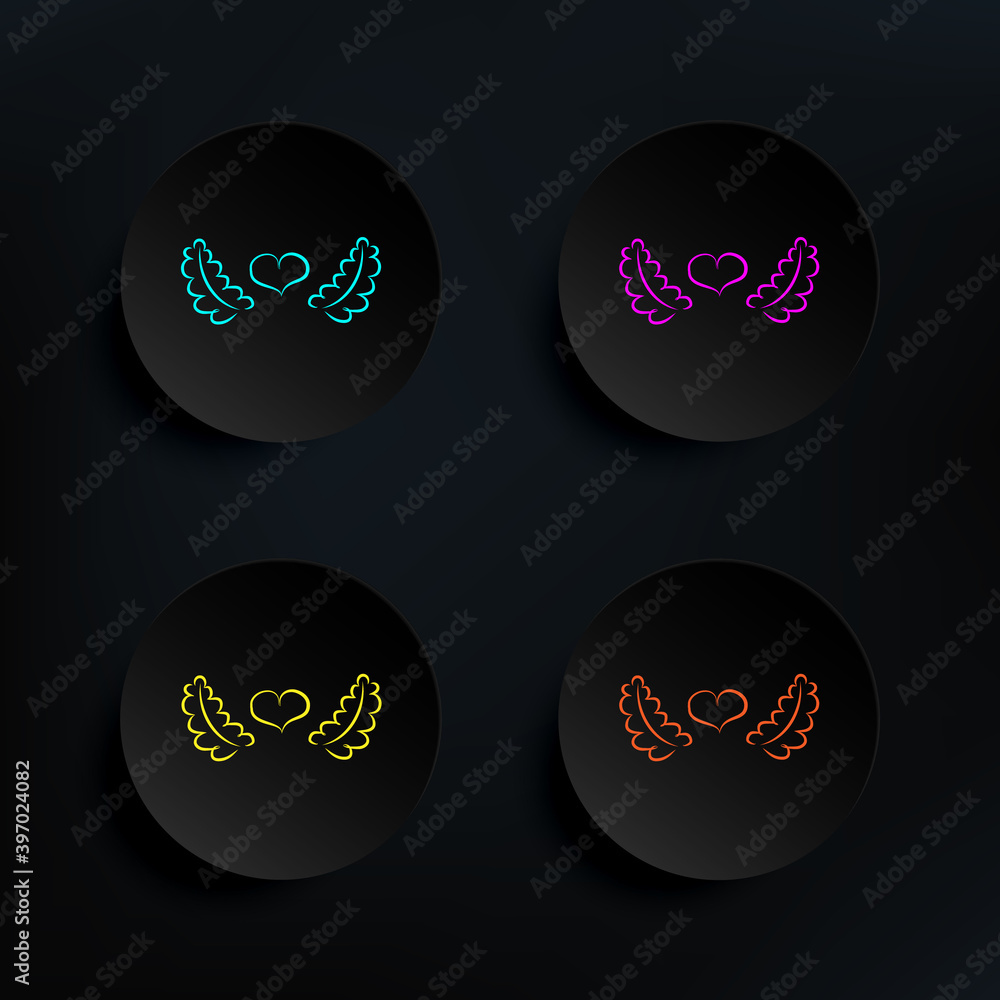 Poster heart with twigs dark badge color set icon. simple thin line, outline vector of wedding icons for ui
