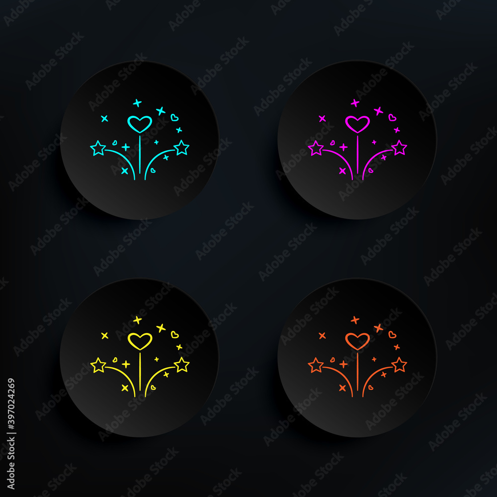 Poster salute from hearts dark badge color set icon. simple thin line, outline vector of wedding icons for 
