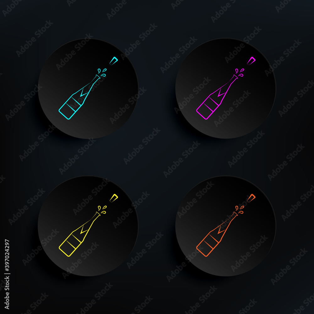 Poster champagne dark badge color set icon. simple thin line, outline vector of wedding icons for ui and ux