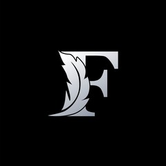 Initial Letter F Logo with feather. Trendy Design concept luxury feather element and Letter F for business, lawyer, notary, firm and more brand