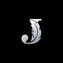 Initial Letter J Logo with feather. Trendy Design concept luxury feather element and Letter J for business, lawyer, notary, firm and more brand