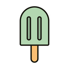 ice cream in stick celebration party, line and fill style