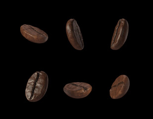 Set of Robusta coffee bean. 3d rendering.