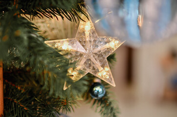 christmas star with garland lights
