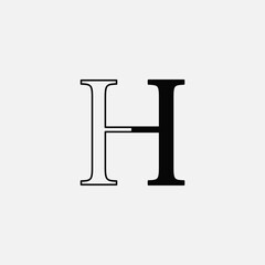 Minimalist Initial Letter H logo icon, vector design concept outline letter.