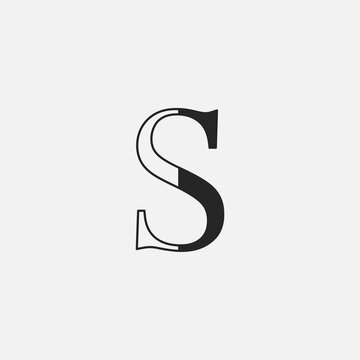 Minimalist Initial Letter S logo icon, vector design concept outline letter.