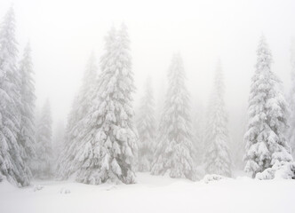 Winter alpine landscape in National Park Retezat, Carpathians, Romania, Europe. Snow covered moutains scenery