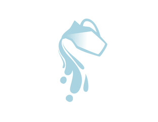 Silhouette jug of milk and milk is pouring out flat vector illustration isolated on white background