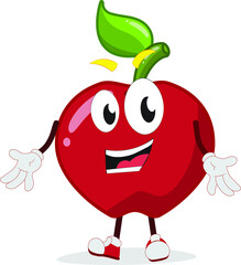 a happy apple character standing
