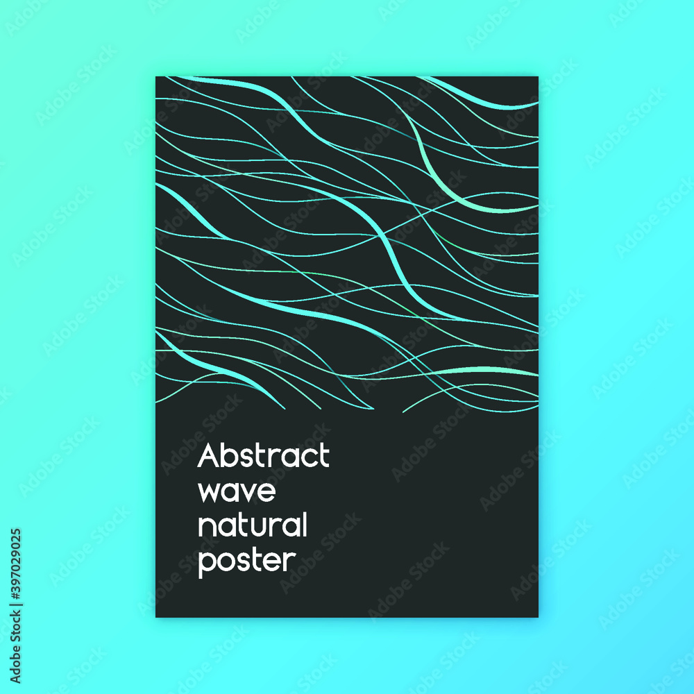 Poster abstract wave poster design. natural background with line pattern, gradient texture for banner, flye