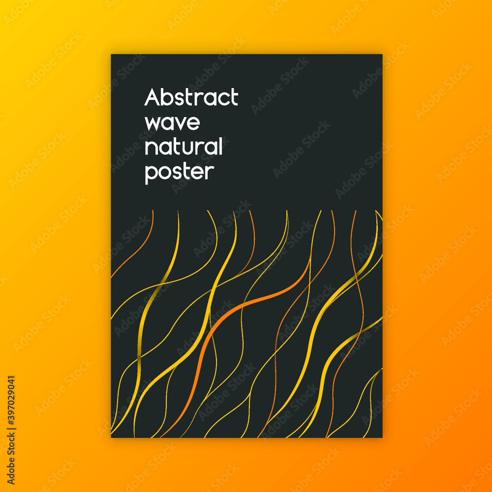 Poster abstract wave poster design. nature background with line pattern, modern gradient texture for banner