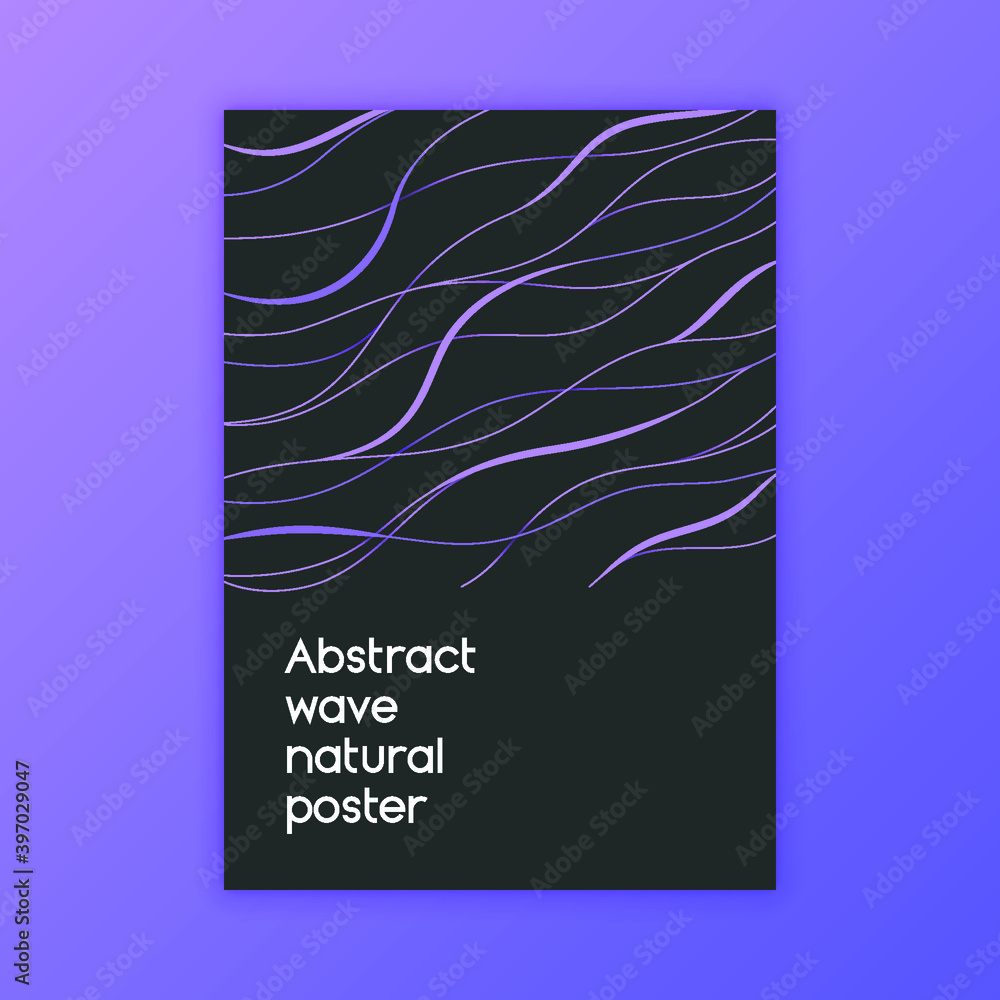 Poster abstract wave poster. nature background with line pattern, modern gradient texture design for banner