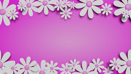 Fototapeta na wymiar White daisy on circular gradient pink background