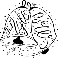 Jingle bells quote, Typographic hand written phrase, Calligraphic, Christmass wishes, Vector illustration, Abstract. Festive banner, EPS