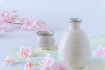 日本酒と桜_お花見
