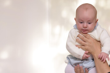 Cute healthy little baby on white background