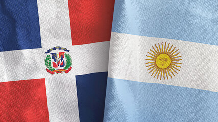 Argentina and Dominican Republic two flags textile cloth 3D rendering