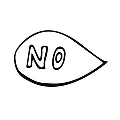 Cute single hand-drawn business and financial element. Vector Doodle illustration of the word " no " isolated on a white background.