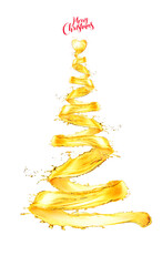 Merry Christmas. A New Year Christmas tree in the form of Oil flow. Useful for branding, advertising, poster, greeting, etc.