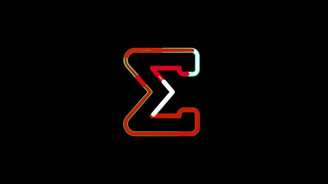 Circles gather in symbol sigma. After it crumbles in a line and moves to the camera. Alpha channel black