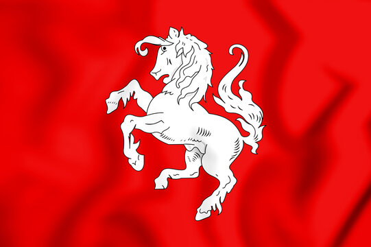 3D Flag of Twente (Overijssel), Netherlands